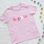 Multicoloured Pink Personalised Kids T Shirt, thumbnail 1 of 2