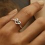 Sterling Silver Adjustable Heart Knot Ring, thumbnail 5 of 8