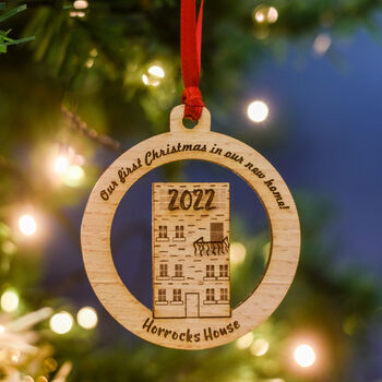 Personalised New Home Solid Wood Christmas Decoration, 4 of 12