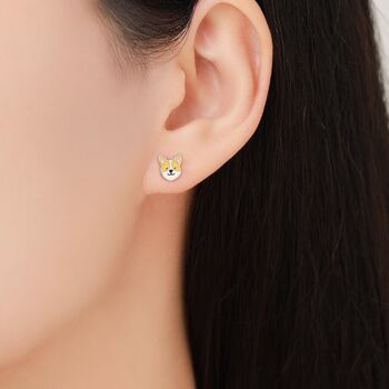 Sterling Silver Corgi Stud Earrings, 7 of 12