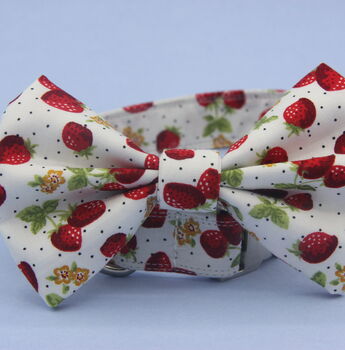 White Strawberry Dog Bow Tie, 6 of 10