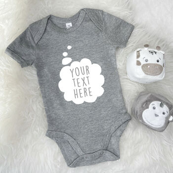 Baby's Thoughts Personalised Babygrow, 5 of 7