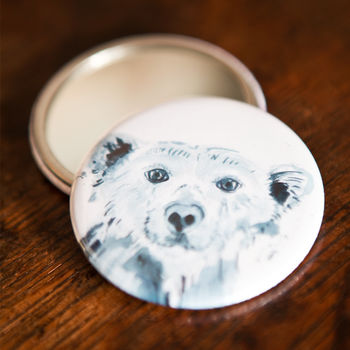 Inky Polar Bear Pocket Compact Mirror, 3 of 4