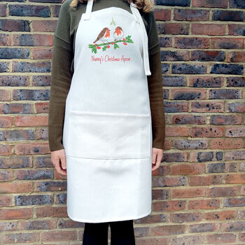 Personalised Robin Christmas Apron, 7 of 8