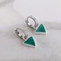 'Triangle' Green Onyx Sterling Silver Earrings, thumbnail 2 of 6