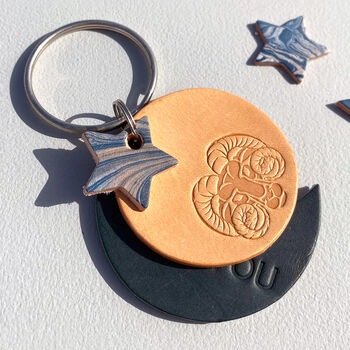 Personalised Aries Star Sign Leather Keyring, 4 of 6