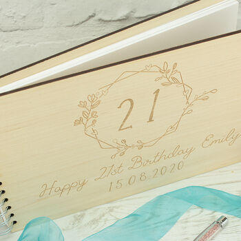 Personalised Wooden Engraved Birthday Party Guest Book, 2 of 4