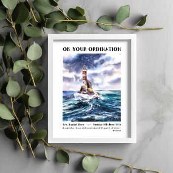 Personalised Ordination Lighthouse Print, 3 of 4