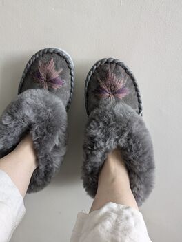 Luxury Sheepskin Slippers Mouve, 2 of 4