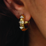 Gold Hoop Earrings With Cut Out Cz In 18k Gold Vermeil, thumbnail 5 of 5