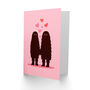 Same Kind Of Strange Cute Bigfoot Couple Illustration Valentine's Card, thumbnail 2 of 6