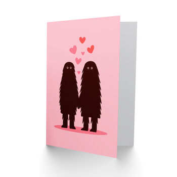 Same Kind Of Strange Cute Bigfoot Couple Illustration Valentine's Card, 2 of 6