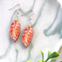 Philodendron Orange Earrings, Orange Leaf Earrings, thumbnail 1 of 12