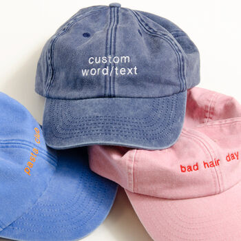 Personalised Vintage Cap With Custom Embroidery Text, 2 of 10