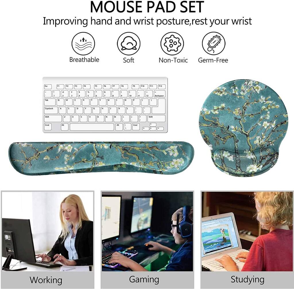 Apricot Flower Keyboard And Mouse Wrist Rest Pad Set, 1 of 6
