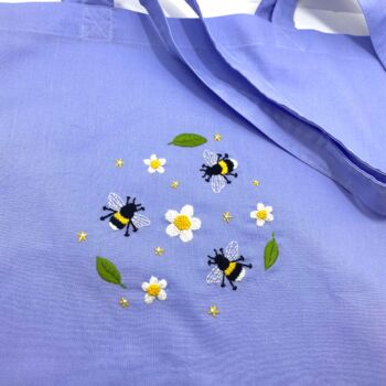 Bumble Bee Embroidery Tote Bag Craft Kit, 10 of 12