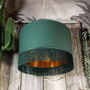 Hunter Green Cotton Lampshades With Gold Or Copper Lining And Green Fringing, thumbnail 1 of 12