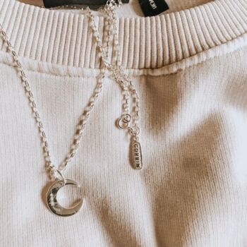 Mini Silver Crescent Moon Necklace, 2 of 5