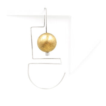 Silver Brass Earrings | Single Maxi Labyrinth Big Ball, 2 of 3