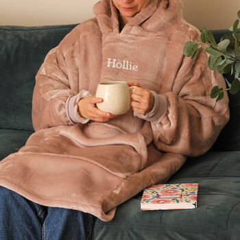 Personalised Oversized Adult Hoodie Wearable Blanket Cosy Pyjamas For Home, 2 of 4