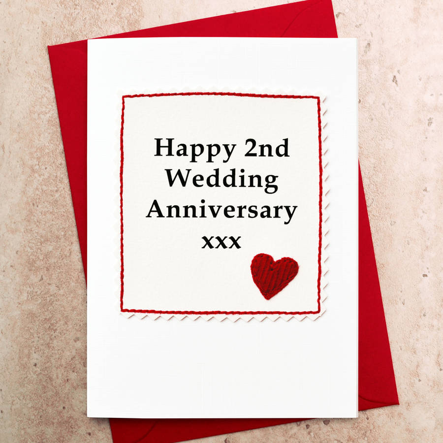 handmade 2nd wedding  anniversary  card  by jenny arnott 