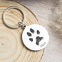 Stainless Steel Engraved Circle Keyring With Paw Prints, thumbnail 1 of 6