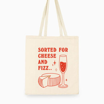 'Sorted For Cheese And Fizz' Tote Bag, 2 of 3