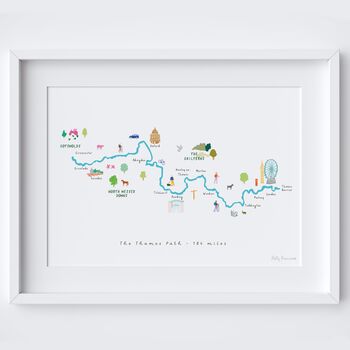 Thames Path River Hiking Route Map Art Print, 2 of 3