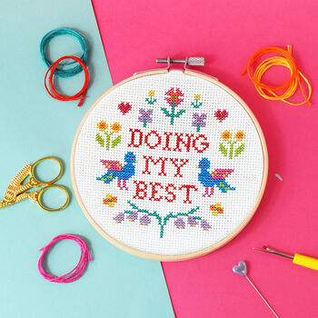 'Doing My Best' Cross Stitch Kit, 2 of 2