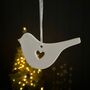 White Bird With Heart Cut Out Hanging Decoration, thumbnail 1 of 2