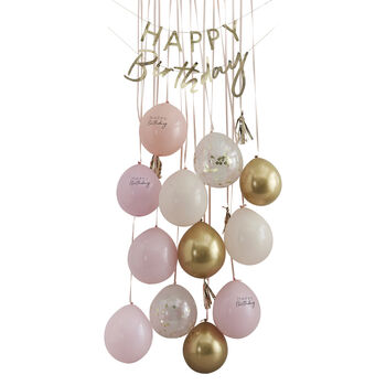 Pink And Gold Happy Birthday Balloon Door Kit, 2 of 3