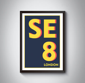 Se8 Deptford London Postcode Typography Print, 3 of 4