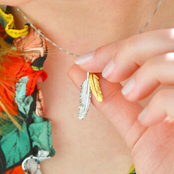 Personalised Silver Two Feather Necklace, 7 of 10