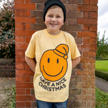 Have A Nice Christmas Boys' Christmas T Shirt In Yellow, 4 of 4