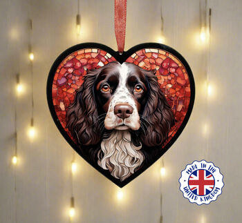 Springer Spaniel Stained Glass Effect Heart Suncatcher, 6 of 7