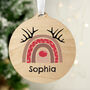 Personalised Rainbow Reindeer Round Wooden Decoration, thumbnail 1 of 4