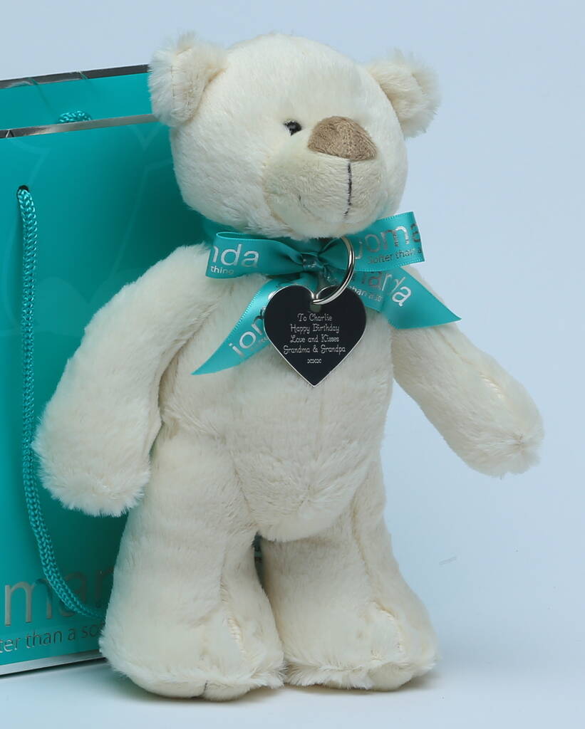 Soft Toy Teddy Bear With Personalised Keepsake Keyring, 1 of 7