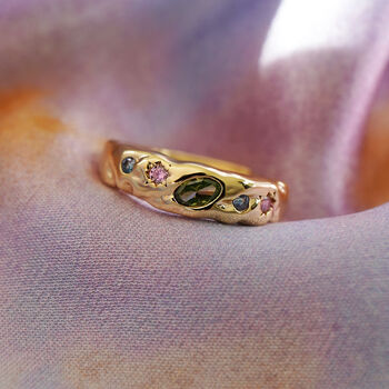Pastel Stone Scatter Adjustable Ring, 4 of 10