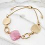 Pink Fleur Adjustable Gold Bracelet, thumbnail 1 of 2