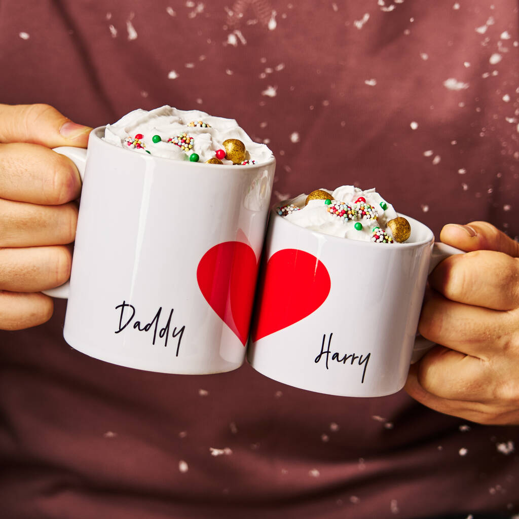 Personalised Christmas Heart Mug Set, 1 of 2