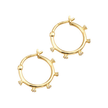 9ct Solid Gold Cz Creole Hoop Earrings, 3 of 5