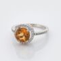 Round Citrine 925 Sterling Silver Ring, thumbnail 3 of 4