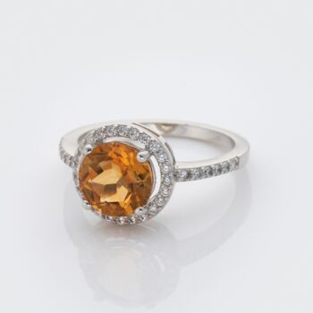 Round Citrine 925 Sterling Silver Ring, 3 of 4