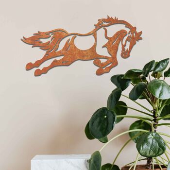 Rusted Metal Horse Jumping Horse Wall Art Decor, 10 of 10
