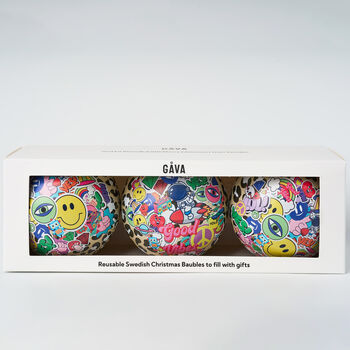 Trio Of Baubles In Swedish Design Filled With Chocolate Truffles, 10 of 12