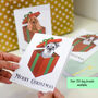 Cute Dog In Present Christmas Card, thumbnail 1 of 12