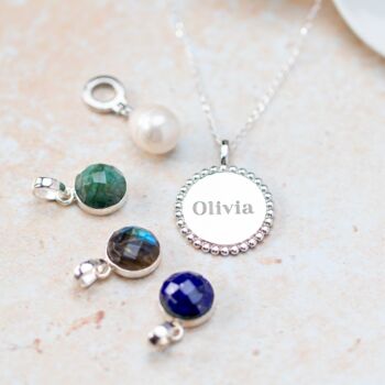 Personalised Emerald Sterling Silver Necklace, 5 of 7