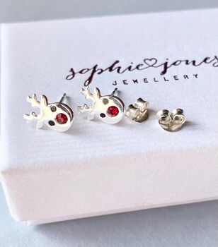 Silver Rudolph Reindeer Earrings, 2 of 3