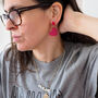 Heart Earrings In Pink Acrylic, thumbnail 5 of 6