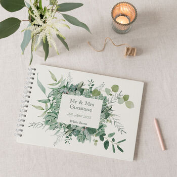 Eucalyptus And Succulents Greenery Wedding Guest Book, 3 of 8